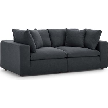 Commix Gray Down Filled Overstuffed 2 Piece Sectional Sofa Set