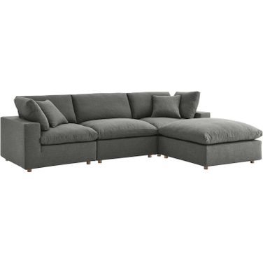 Commix Gray Down Filled Overstuffed 4 Piece Sectional Sofa Set EEI-3356-GRY