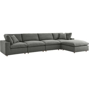 Commix Gray Down Filled Overstuffed 5 Piece Sectional Sofa Set EEI-3358-GRY