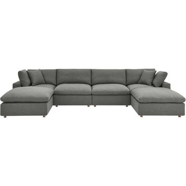 Commix Gray Down Filled Overstuffed 6 Piece Sectional Sofa Set EEI-3362-GRY