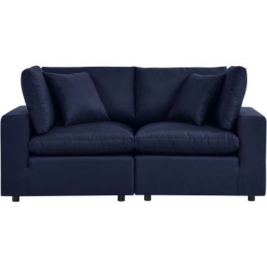 Commix Overstuffed Outdoor Patio Loveseat In Navy