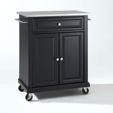 Compact Stainless Steel Top Kitchen Cart In Black