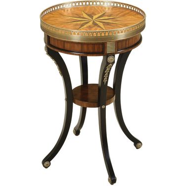 Compass Occasional Table In Brown and Brass