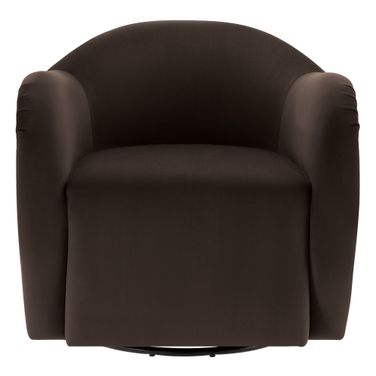Compose Performance Velvet Swivel Armchair In Chocolate Brown