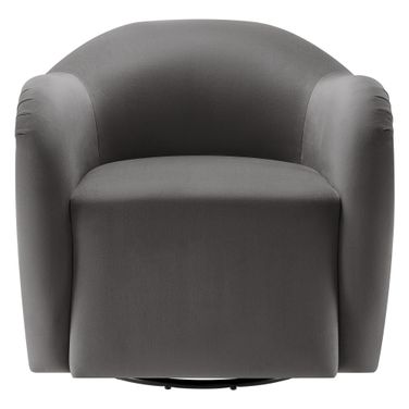 Compose Performance Velvet Swivel Armchair In Storm Gray