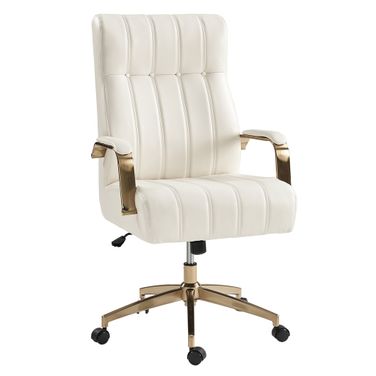 Conan Leather Ergonomic Executive Office Chair In Ivory