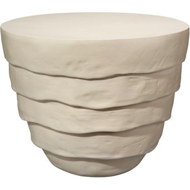 Concentric Fiber Glass Side Table In Cream White