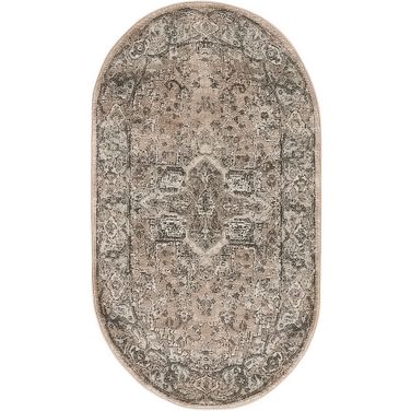 Concerto 3' x 5' Oval Farmhouse Indoor Rug In Beige Grey