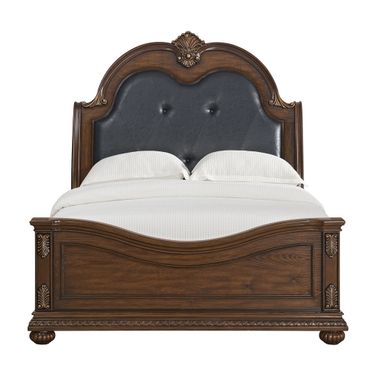 Concerto Queen Upholstered Bed with PU In Brown and Black