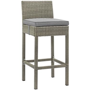Conduit Outdoor Patio Wicker Rattan Bar Stool In Light Gray