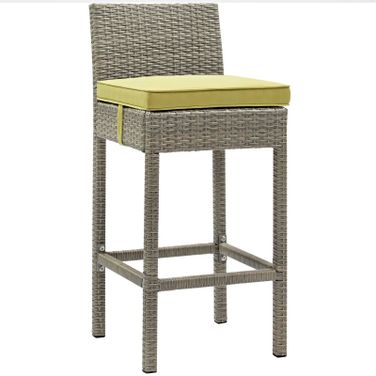 Conduit Light Gray Peridot Outdoor Patio Wicker Rattan Bar Stool