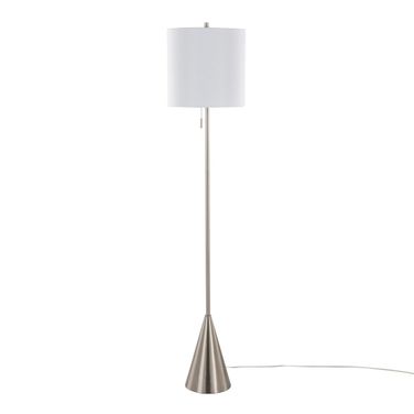 Cone 64 Inch Metal Floor Lamp In White and Brushed Nickel