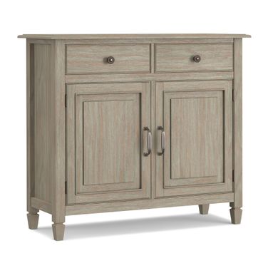 Connaught Solid Wood Entryway Storage Cabinet In Distressed Grey