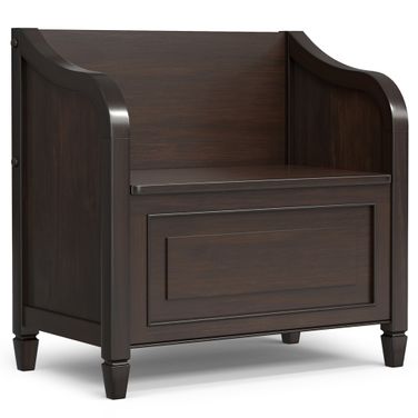 Connaught Solid Wood Small Entryway Storage Bench In Chestnut Brown