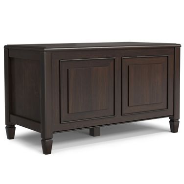 Connaught Solid Wood Small Storage Bench Trunk In Chestnut Brown