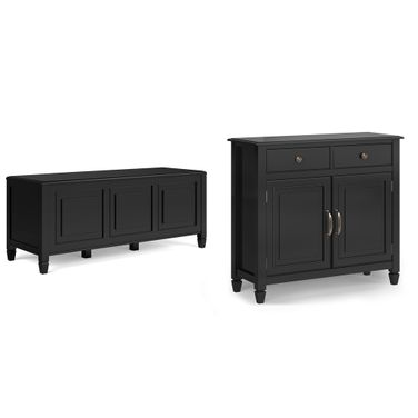 Connaught Solid Wood Storage Bench Trunk and Storage Cabinet In Black