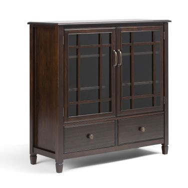 Connaught Solid Wood Tall Storage Cabinet In Dark Chestnut Brown