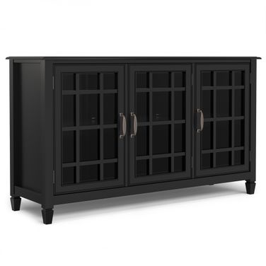 Connaught Solid Wood Wide Storage Cabinet Buffet In Black