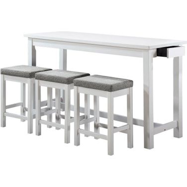 Connected White 4 Piece Pack Counter Height Set