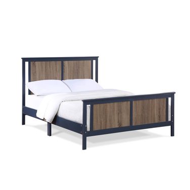 Connelly Reversible Panel Full Bed In Midnight Blue and Vintage Walnut