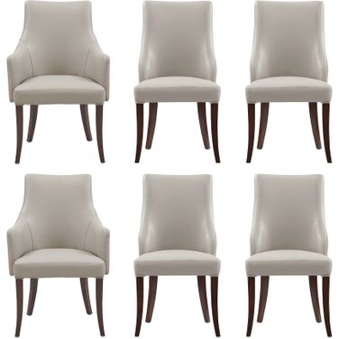 Connie 6-Piece Dining Chair and Arm Chair In Light Grey