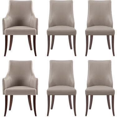 Connie 6-Piece Dining Chair and Arm Chair In Taupe