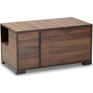 Connor Modern and Contemporary Walnut Brown Finished 2-Door Cat Litter Box Cover House