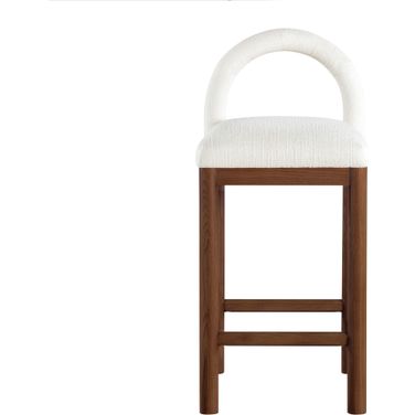 Conrad Linen Textured Fabric Counter Stool In Brown and Cream