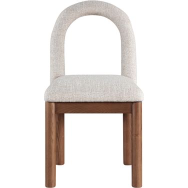 Conrad Linen Textured Fabric Dining Chair In Beige and Brown