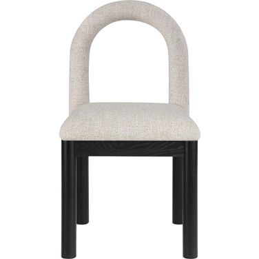 Conrad Linen Textured Fabric Dining Chair In Black and Beige