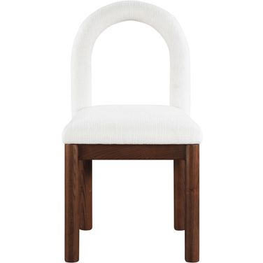 Conrad Linen Textured Fabric Dining Chair In Brown and Cream