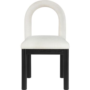 Conrad Linen Textured Fabric Dining Chair In Cream and Black