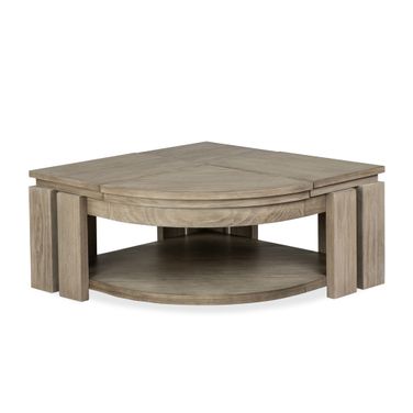 Conrad Pie Shaped Lift Top Cocktail Table With Casters In Stone Harbor Grey