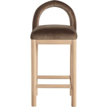 Conrad Velvet Counter Stool In Brown and Natural