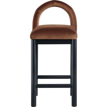 Conrad Velvet Counter Stool In Cognac and Black