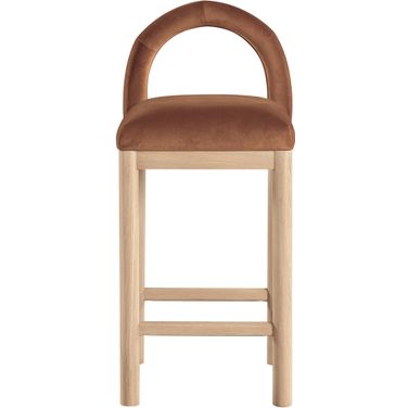 Conrad Velvet Counter Stool In Cognac and Natural
