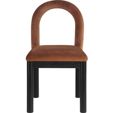 Conrad Velvet Dining Chair In Cognac and Black