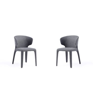 Conrad Woven Tweed Dining Chair Set of 2 In Grey