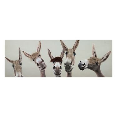 Contemplative Fuzzy Donkeys Canvas Wall Art In Multi