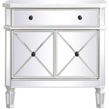 Contempo 32 Inch Mirrored Cabinet In Antique White