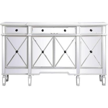 Contempo 60 Inch Mirrored Credenza In Antique White