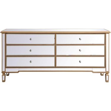 Contempo 72 Inch Mirrored Chest In Antique Gold