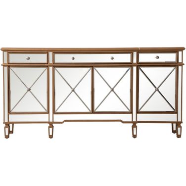 Contempo 72 Inch Mirrored Credenza In Gold