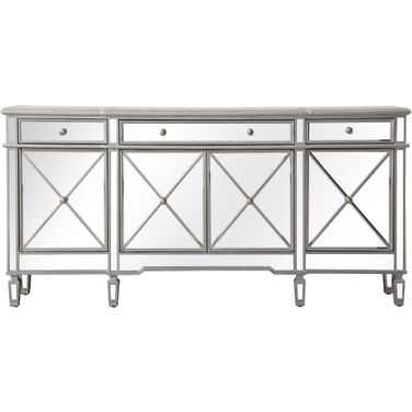 Contempo 72 Inch Mirrored Credenza In Silver