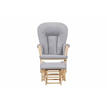 Contempo Wooden Fabric Glider and Ottoman In Natural and Dove Gray