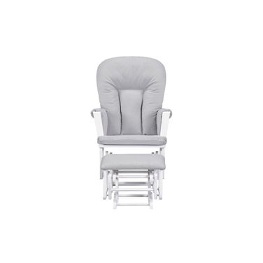Contempo Wooden Fabric Glider and Ottoman In White and Dove Gray