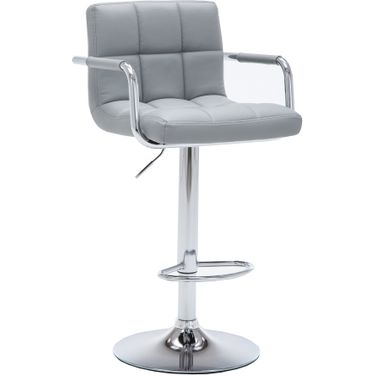 Contemporary Adjustable Swivel Arm Bar Stool In Grey