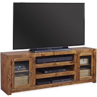 Contemporary Alder 72 Inch Console With Doors In Medium Brown