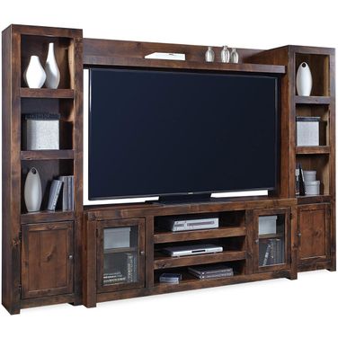 Contemporary Alder Entertainment Wall In Dark Brown