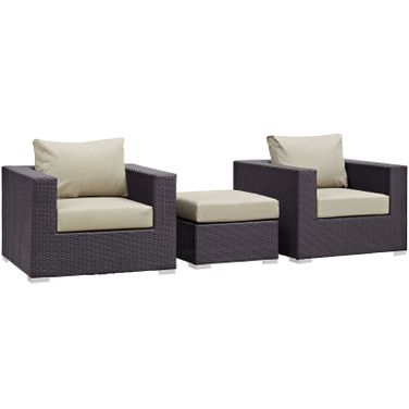 Convene Espresso Beige 3 Piece Outdoor Patio Sofa Set EEI-2174-EXP-BEI-SET